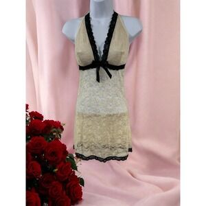 Just Sexy Lingerie Chemise Lace Size Medium Ivory And Black Sexy Summer Nighty